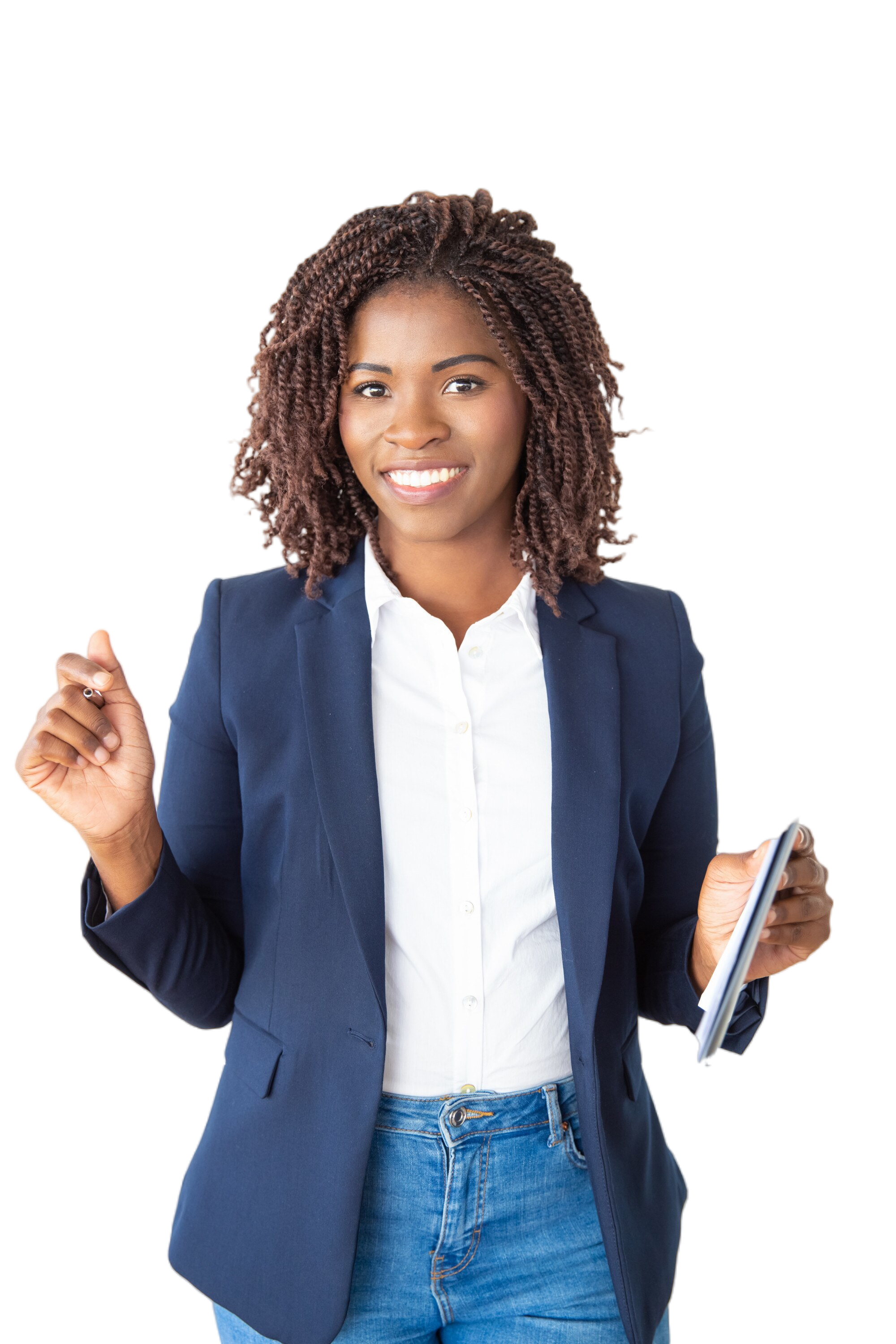 cheerful-young-businesswoman-holding-clipboard